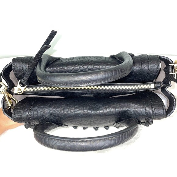 Vince Camuto Axmin Satchel Black Bublam Leather Crossbody Top Handle Bag Purse - Picture 7 of 12